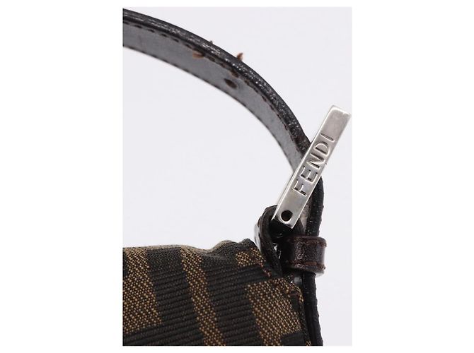 FENDI Zucca Canvas Mamma Baguette Shoulder Bag Marrone Argento Auth BA14206SAV - vista 19