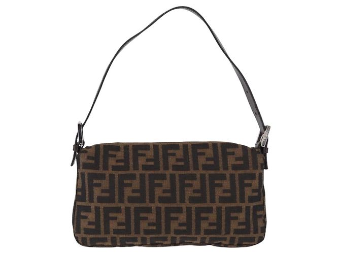 FENDI Zucca Canvas Mamma Baguette Shoulder Bag Marrone Argento Auth BA14206SAV - vista 2