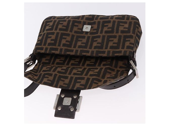 FENDI Zucca Canvas Mamma Baguette Shoulder Bag Marrone Argento Auth BA14206SAV - vista 21
