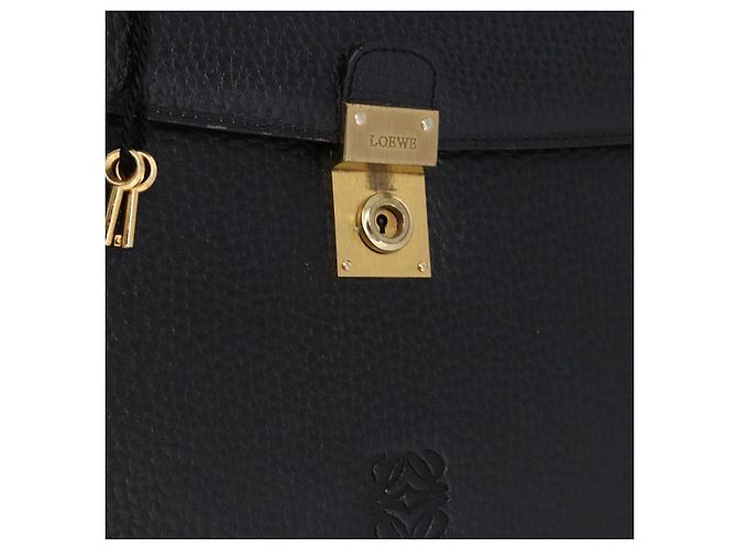 LOEWE Business Bag Leder Schwarz Goldfarben Auth ep15399 - Ansicht 18