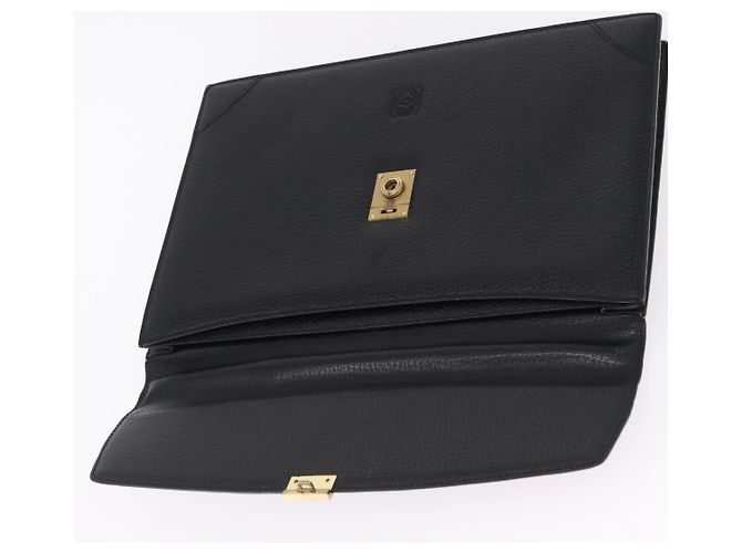 LOEWE Business Bag Leder Schwarz Goldfarben Auth ep15399 - Ansicht 19