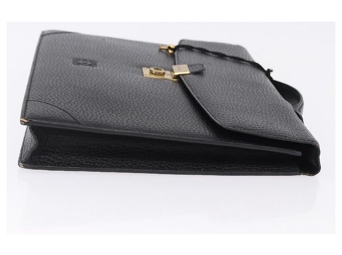 LOEWE Business Bag Leder Schwarz Goldfarben Auth ep15399 - Ansicht 4