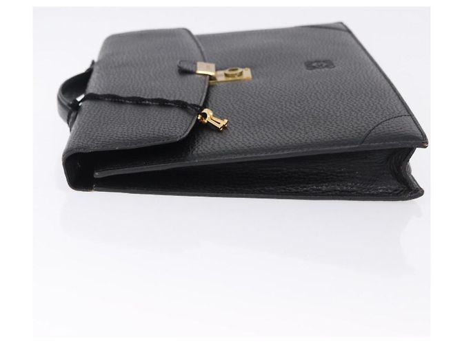 LOEWE Business Bag Leder Schwarz Goldfarben Auth ep15399 - Ansicht 5