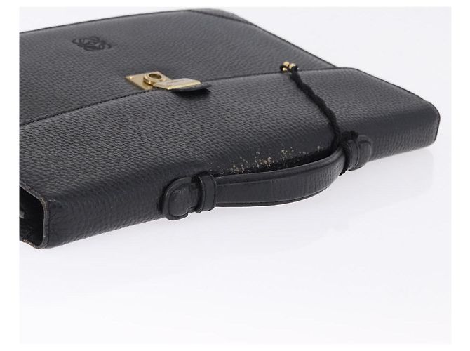 LOEWE Business Bag Leder Schwarz Goldfarben Auth ep15399 - Ansicht 7