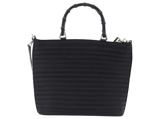 Borsa a Mano GUCCI Bamboo Tela 2way Nero Argento 000 1998 0588 Auth ep15589 - vista 13