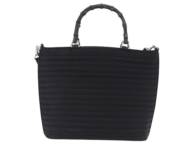 Borsa a Mano GUCCI Bamboo Tela 2way Nero Argento 000 1998 0588 Auth ep15589 - vista 2