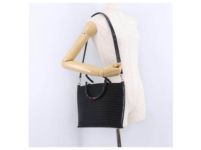 Borsa a Mano GUCCI Bamboo Tela 2way Nero Argento 000 1998 0588 Auth ep15589 - vista 24