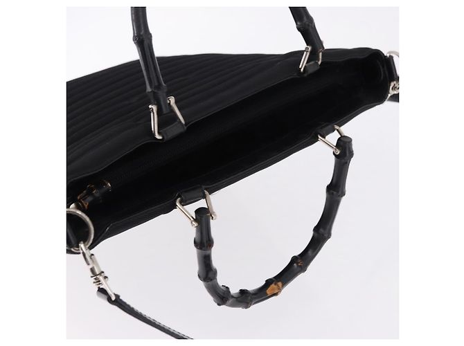 Borsa a Mano GUCCI Bamboo Tela 2way Nero Argento 000 1998 0588 Auth ep15589 - vista 6