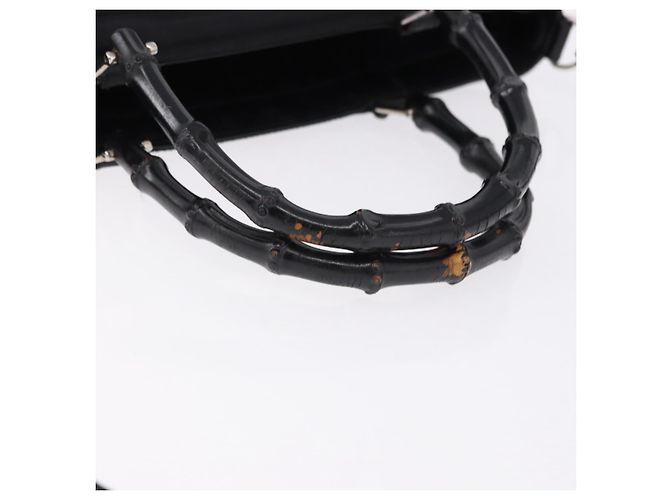Borsa a Mano GUCCI Bamboo Tela 2way Nero Argento 000 1998 0588 Auth ep15589 - vista 7
