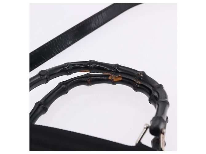 Borsa a Mano GUCCI Bamboo Tela 2way Nero Argento 000 1998 0588 Auth ep15589 - vista 8
