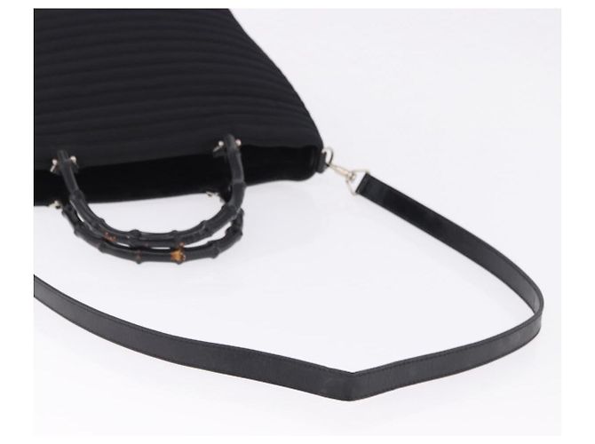 Borsa a Mano GUCCI Bamboo Tela 2way Nero Argento 000 1998 0588 Auth ep15589 - vista 9