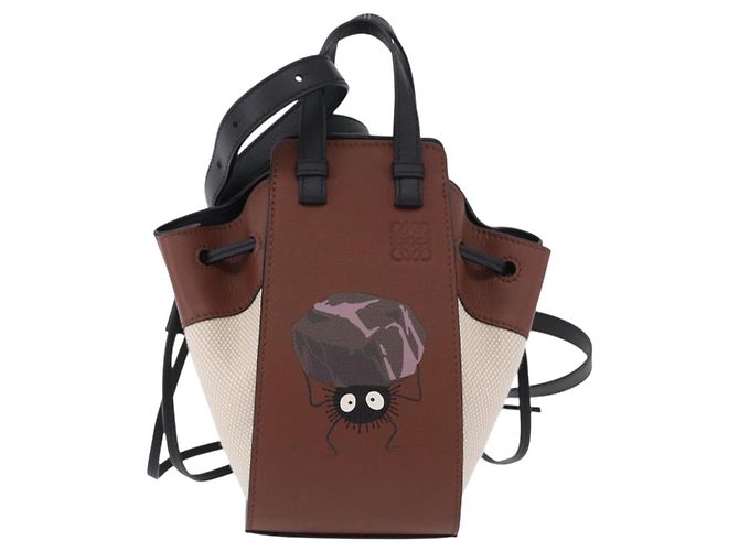LOEWE Studio Ghibli Hammock Drawstring Mini Bag Canvas 2way Brown Auth am12202SM Marrone - vista 13
