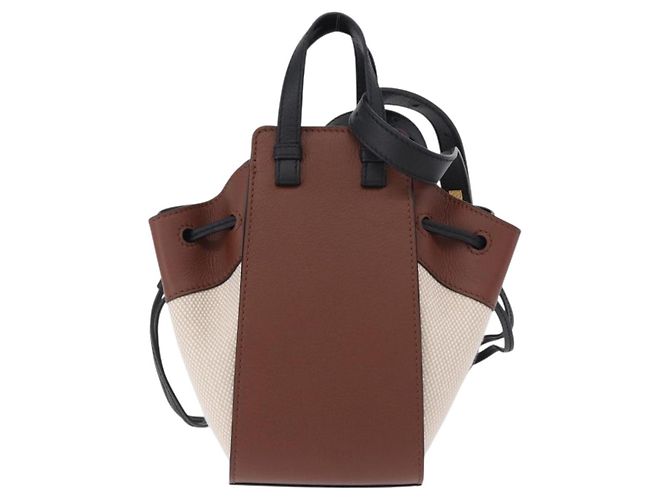 LOEWE Studio Ghibli Hammock Drawstring Mini Bag Canvas 2way Brown Auth am12202SM Marrone - vista 2