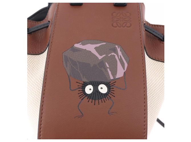 LOEWE Studio Ghibli Hammock Drawstring Mini Bag Canvas 2way Brown Auth am12202SM Marrone - vista 20