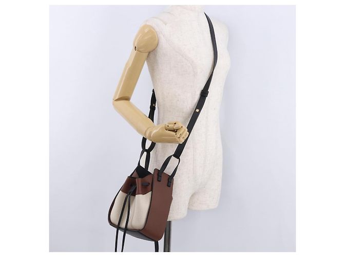 LOEWE Studio Ghibli Hammock Drawstring Mini Bag Canvas 2way Brown Auth am12202SM Marrone - vista 25