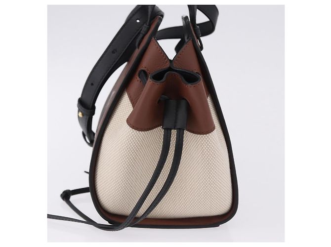 LOEWE Studio Ghibli Hammock Drawstring Mini Bag Canvas 2way Brown Auth am12202SM Marrone - vista 3