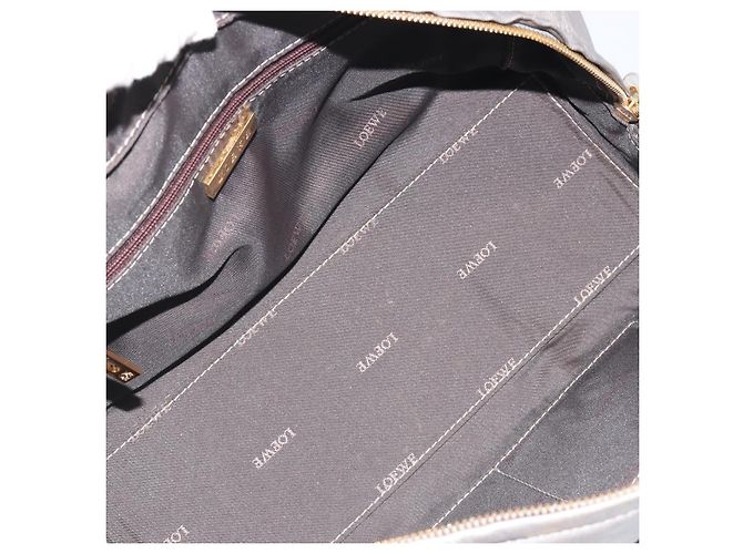 LOEWE Amazona 28 Handtasche Leder Silber Gold Authentisch 193132V Golden - Ansicht 10