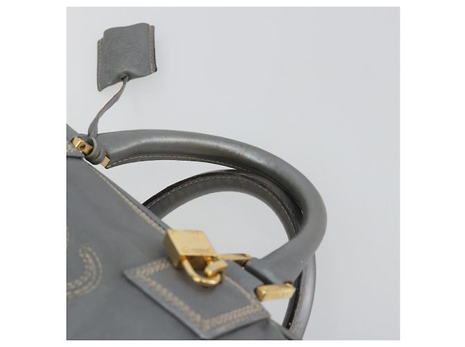 LOEWE Amazona 28 Handtasche Leder Silber Gold Authentisch 193132V Golden - Ansicht 14