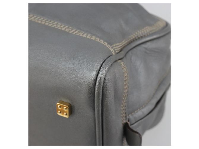 LOEWE Amazona 28 Handtasche Leder Silber Gold Authentisch 193132V Golden - Ansicht 15