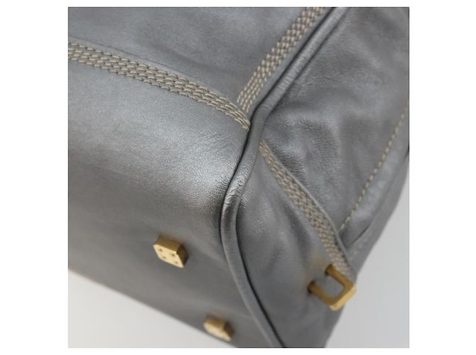 LOEWE Amazona 28 Handtasche Leder Silber Gold Authentisch 193132V Golden - Ansicht 17