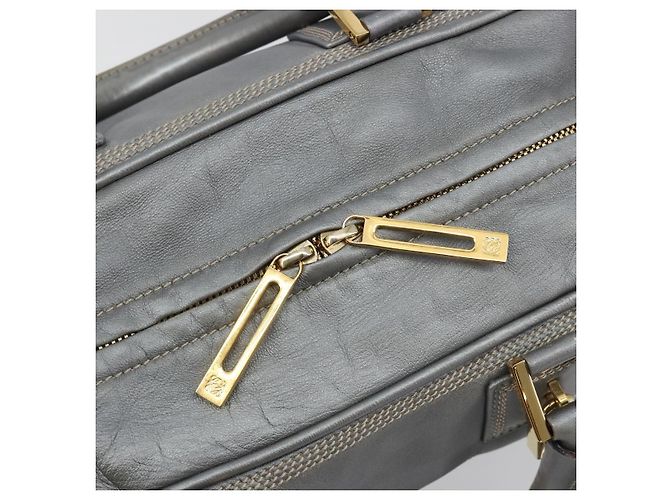 LOEWE Amazona 28 Handtasche Leder Silber Gold Authentisch 193132V Golden - Ansicht 19
