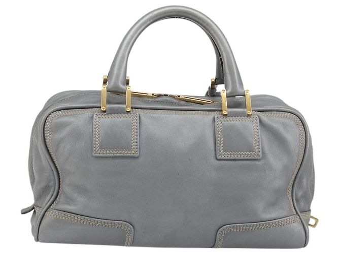 LOEWE Amazona 28 Handtasche Leder Silber Gold Authentisch 193132V Golden - Ansicht 2