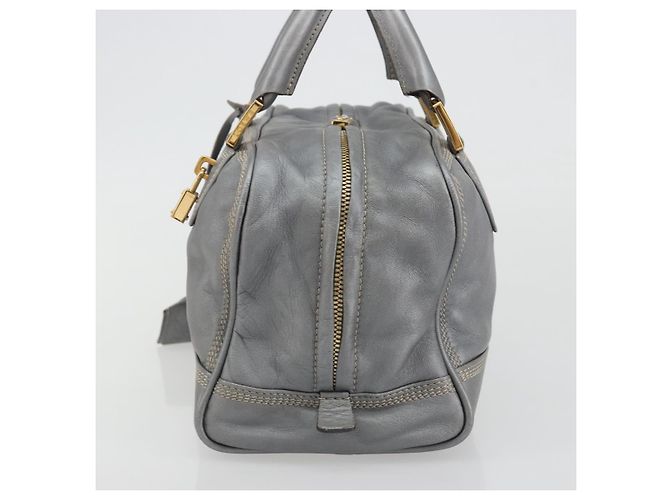 LOEWE Amazona 28 Handtasche Leder Silber Gold Authentisch 193132V Golden - Ansicht 3