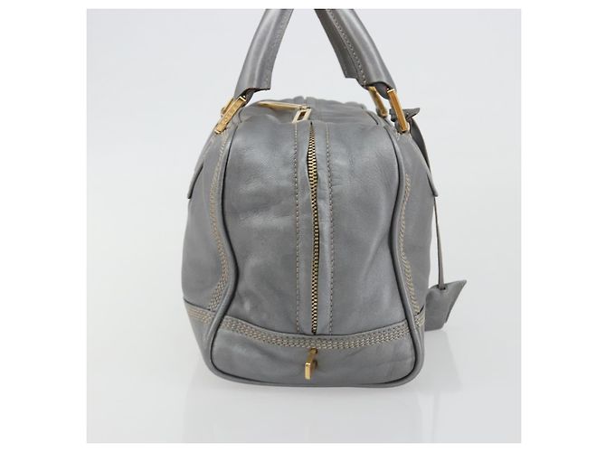 LOEWE Amazona 28 Handtasche Leder Silber Gold Authentisch 193132V Golden - Ansicht 4