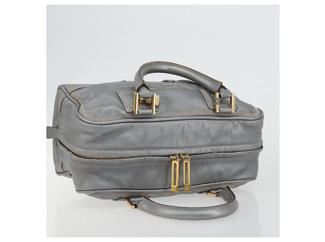 LOEWE Amazona 28 Handtasche Leder Silber Gold Authentisch 193132V Golden - Ansicht 6