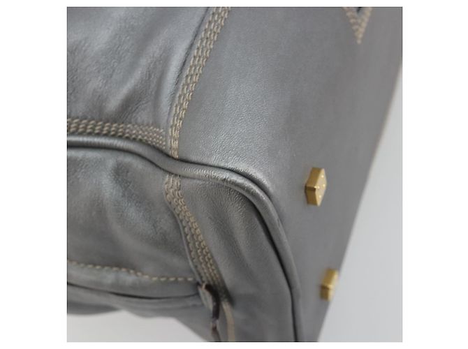 LOEWE Amazona 28 Handtasche Leder Silber Gold Authentisch 193132V Golden - Ansicht 8