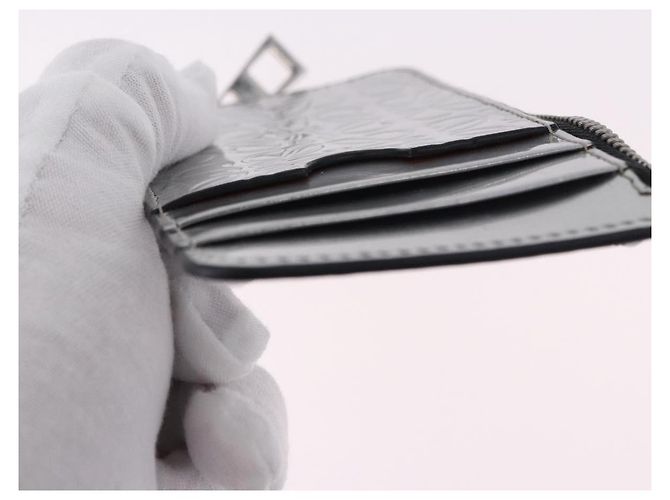 LOEWE Anagram Card Case Leather Silver Auth 191158A Silvery - view 10