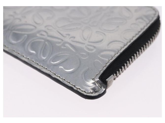 LOEWE Anagram Card Case Leather Silver Auth 191158A Silvery - view 14