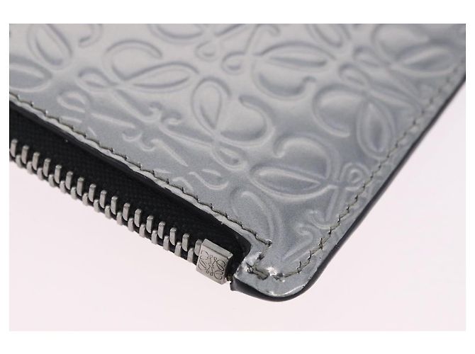LOEWE Anagram Card Case Leather Silver Auth 191158A Silvery - view 15