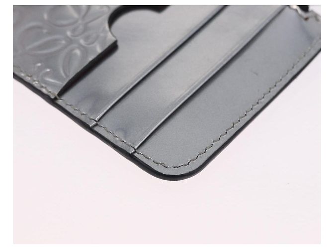 LOEWE Anagram Card Case Leather Silver Auth 191158A Silvery - view 16