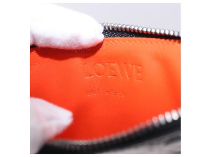 LOEWE Anagram Card Case Leather Silver Auth 191158A Silvery - view 17