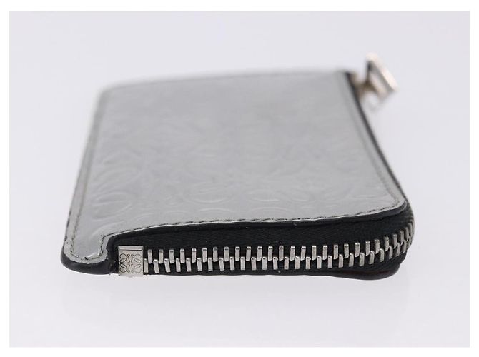 LOEWE Anagram Card Case Leather Silver Auth 191158A Silvery - view 3