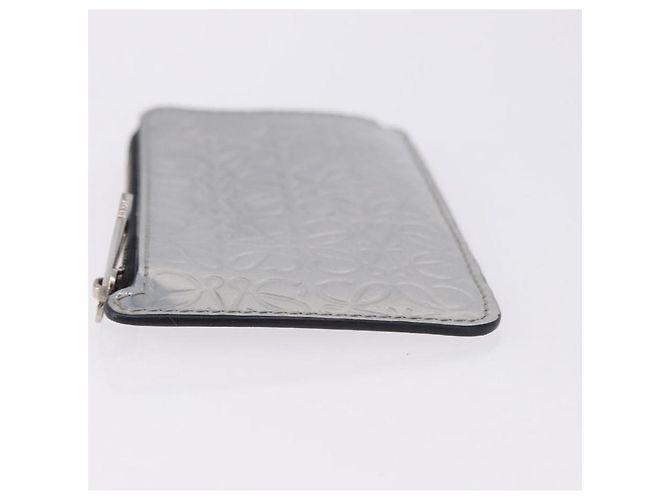 LOEWE Anagram Card Case Leather Silver Auth 191158A Silvery - view 4