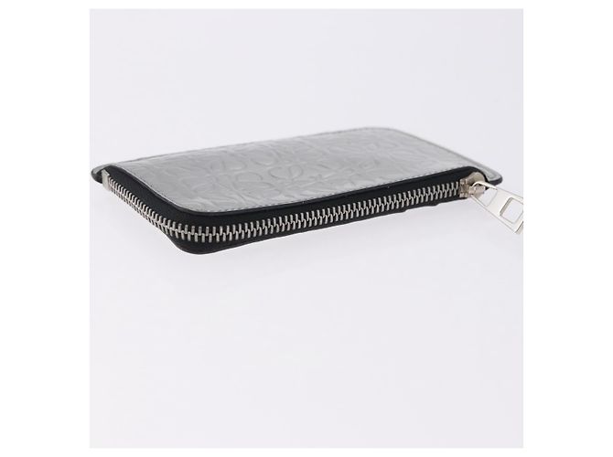 LOEWE Anagram Card Case Leather Silver Auth 191158A Silvery - view 5