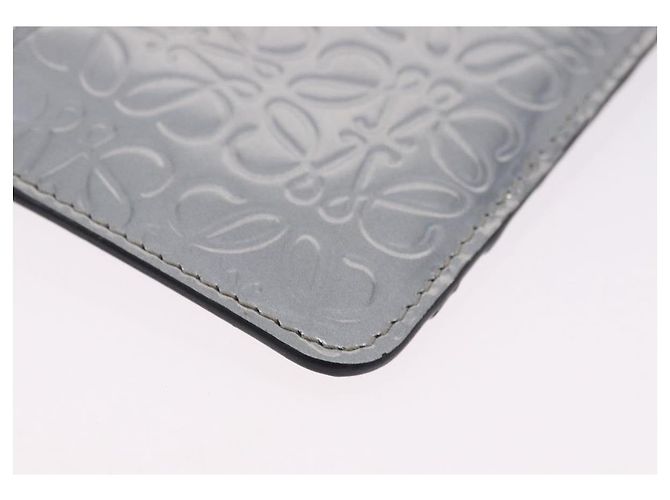 LOEWE Anagram Card Case Leather Silver Auth 191158A Silvery - view 7