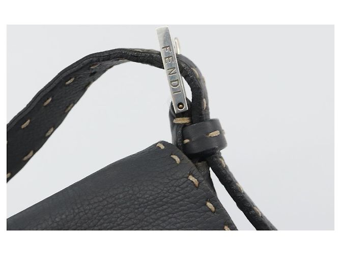 FENDI Celeria Mamma Baguette Schultertasche aus Leder Grau Silber Authentisch yk20674M Braun - Ansicht 10