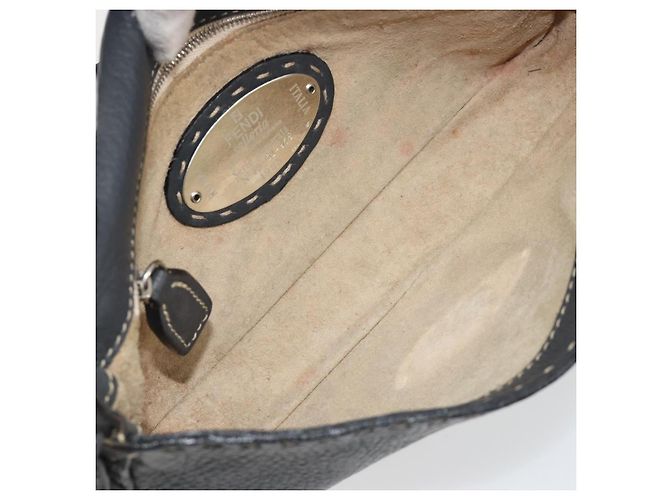 FENDI Celeria Mamma Baguette Schultertasche aus Leder Grau Silber Authentisch yk20674M Braun - Ansicht 11