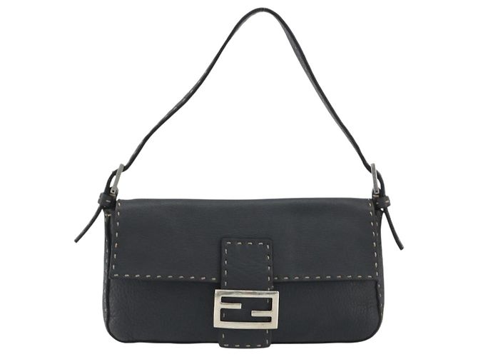 FENDI Celeria Mamma Baguette Schultertasche aus Leder Grau Silber Authentisch yk20674M Braun - Ansicht 13