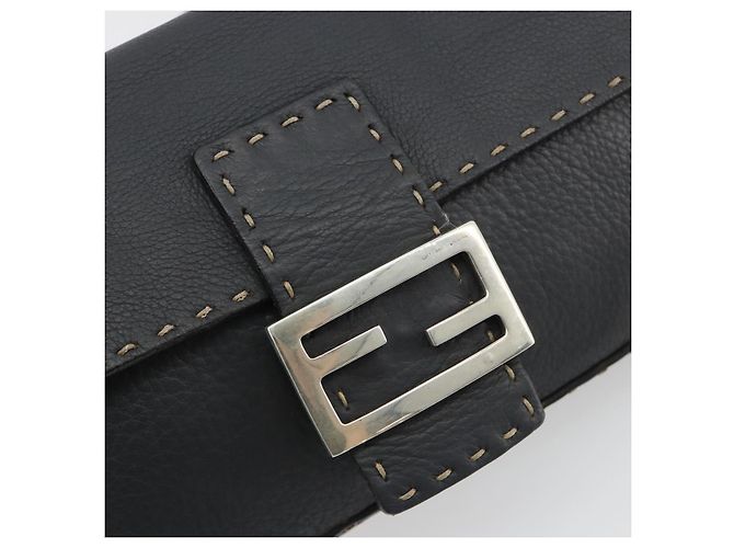 FENDI Celeria Mamma Baguette Schultertasche aus Leder Grau Silber Authentisch yk20674M Braun - Ansicht 17
