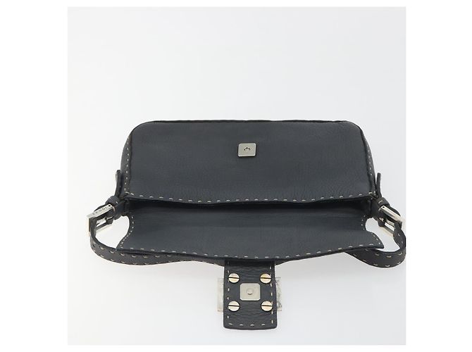 FENDI Celeria Mamma Baguette Schultertasche aus Leder Grau Silber Authentisch yk20674M Braun - Ansicht 18