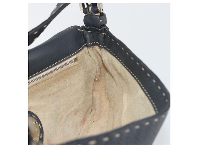 FENDI Celeria Mamma Baguette Schultertasche aus Leder Grau Silber Authentisch yk20674M Braun - Ansicht 21