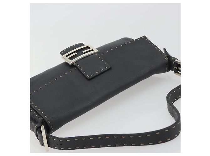 FENDI Celeria Mamma Baguette Schultertasche aus Leder Grau Silber Authentisch yk20674M Braun - Ansicht 6