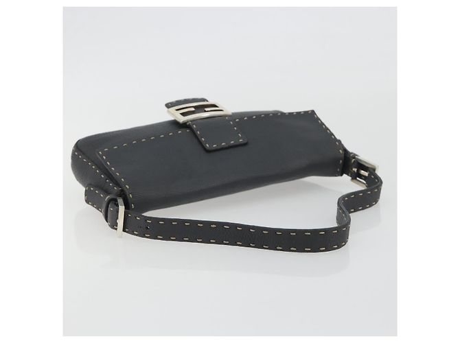 FENDI Celeria Mamma Baguette Schultertasche aus Leder Grau Silber Authentisch yk20674M Braun - Ansicht 7