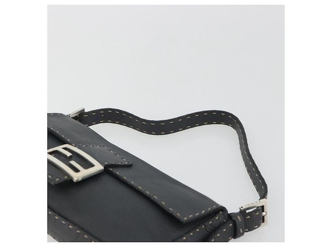 FENDI Celeria Mamma Baguette Schultertasche aus Leder Grau Silber Authentisch yk20674M Braun - Ansicht 8