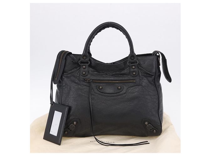 BALENCIAGA Borsa The Vero in pelle nera 235216 Auth am12018SM - vista 12