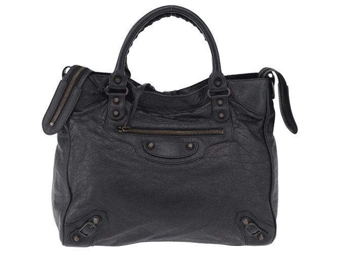 BALENCIAGA Borsa The Vero in pelle nera 235216 Auth am12018SM - vista 13